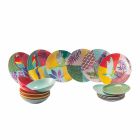 18 Piece Colored Design Porcelain and Gres Dinnerware Service - Tropycale Viadurini