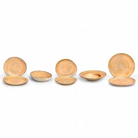 Set of 20 Modern Colored Plates Elegant Design Stoneware - Simba Viadurini