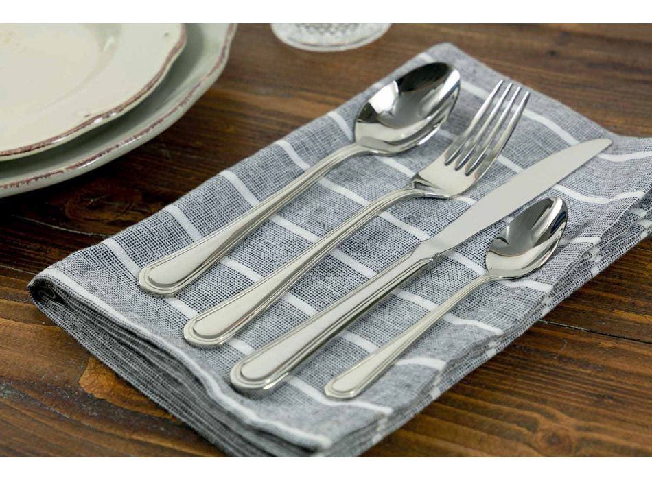 24-Piece Cutlery Set in Classic / Modern Design Steel - Eyelet Viadurini