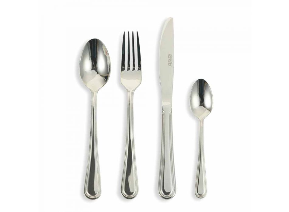 Service of Cutlery 24 Pieces of Steel of Classic / Modern Design - Occhiellopos Viadurini