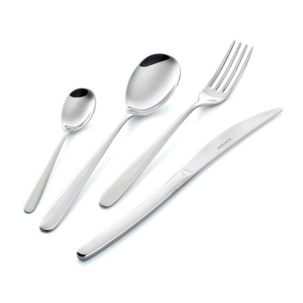 Rounded Design Stainless Steel Cutlery Set 24 Pcs - Peperita Viadurini