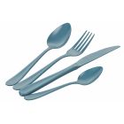 24 Pieces Opaque Stainless Steel Cutlery Set on Blue - Oceanus Viadurini