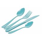 24 Pieces Opaque Stainless Steel Cutlery Set on Blue - Oceanus Viadurini