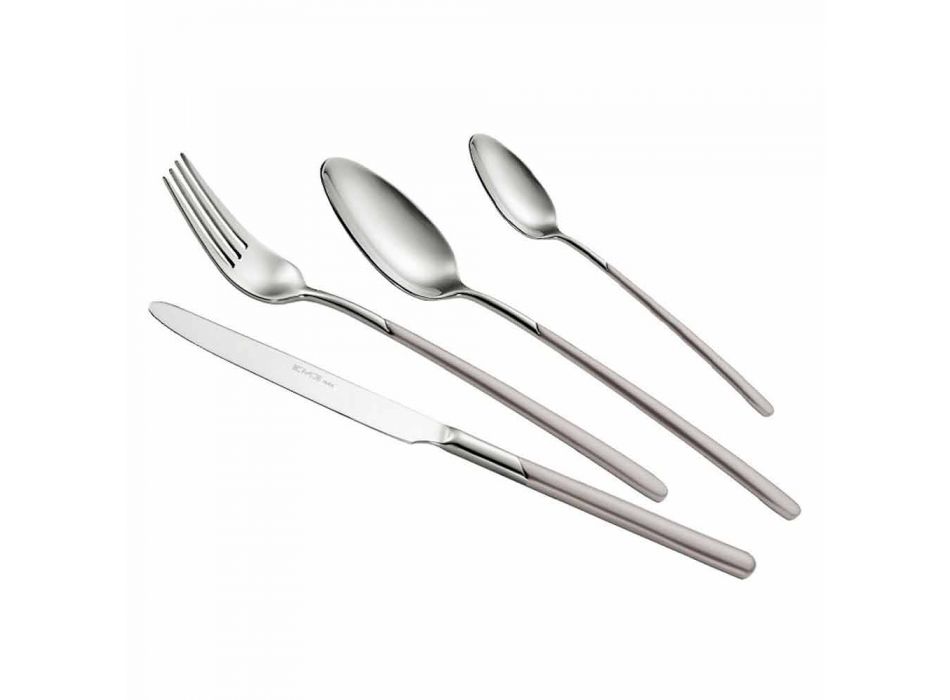 24 Pieces Polished Steel Cutlery Set with Sandblasted Handle - Jingle Viadurini