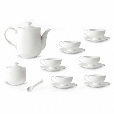 Porcelain Tea Cup Set 15 Pieces Design with Foot - Armanda Viadurini