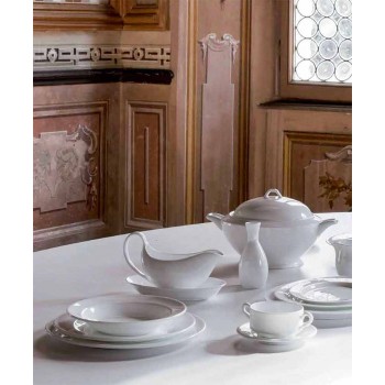 4-Piece Serving Plates Set in White Designer Porcelain - Samantha