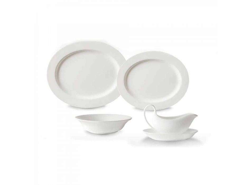 4-Piece Serving Plates Set in White Designer Porcelain - Samantha Viadurini