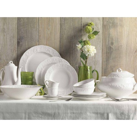 Set of 27 Elegant White Porcelain Design Plates - Gimignano Viadurini