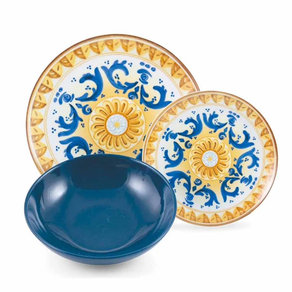 Service Colored and Modern Dishes Tableware Complete Set 18 Pieces - Cefalu Viadurini