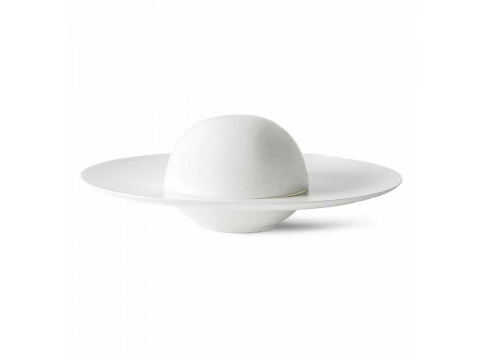 Dinnerware Set with Luxury Design Cloche in White Porcelain 8 Pieces - Flavia Viadurini