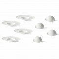 Dinnerware Set with Luxury Design Cloche in White Porcelain 8 Pieces - Flavia
