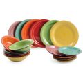 18-piece dinnerware set in hand-painted stoneware in 6 colors - Noir