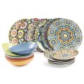 18-piece porcelain dinner service, all different from each other - Klein