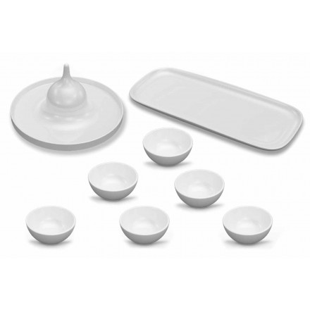 Modern Design Porcelain Aperitif Plates Set 8 Pieces - Galatino Viadurini