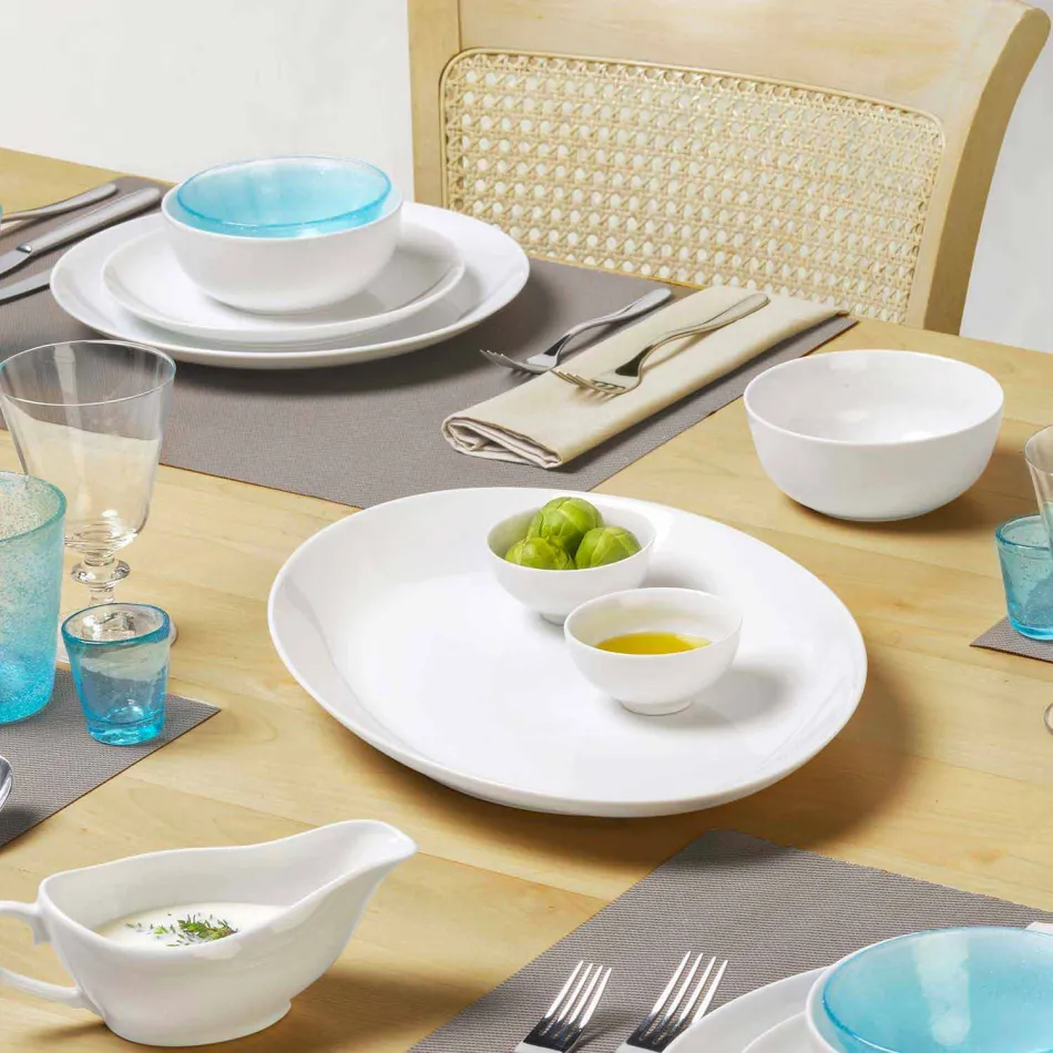 Serving Dishes 3 Pieces Modern Design in White Porcelain - Malaga Viadurini