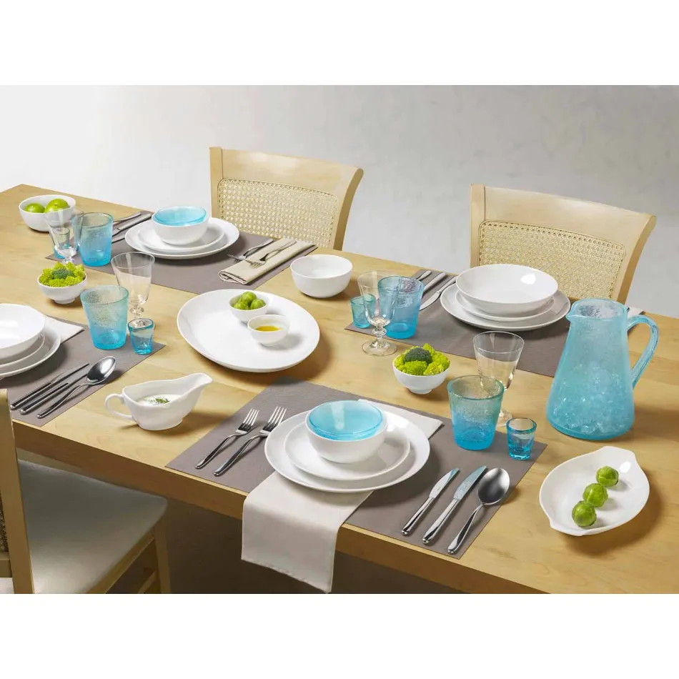 Serving Dishes 3 Pieces Modern Design in White Porcelain - Malaga Viadurini