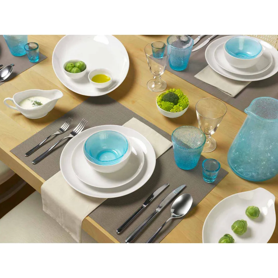 Serving Dishes 3 Pieces Modern Design in White Porcelain - Malaga Viadurini