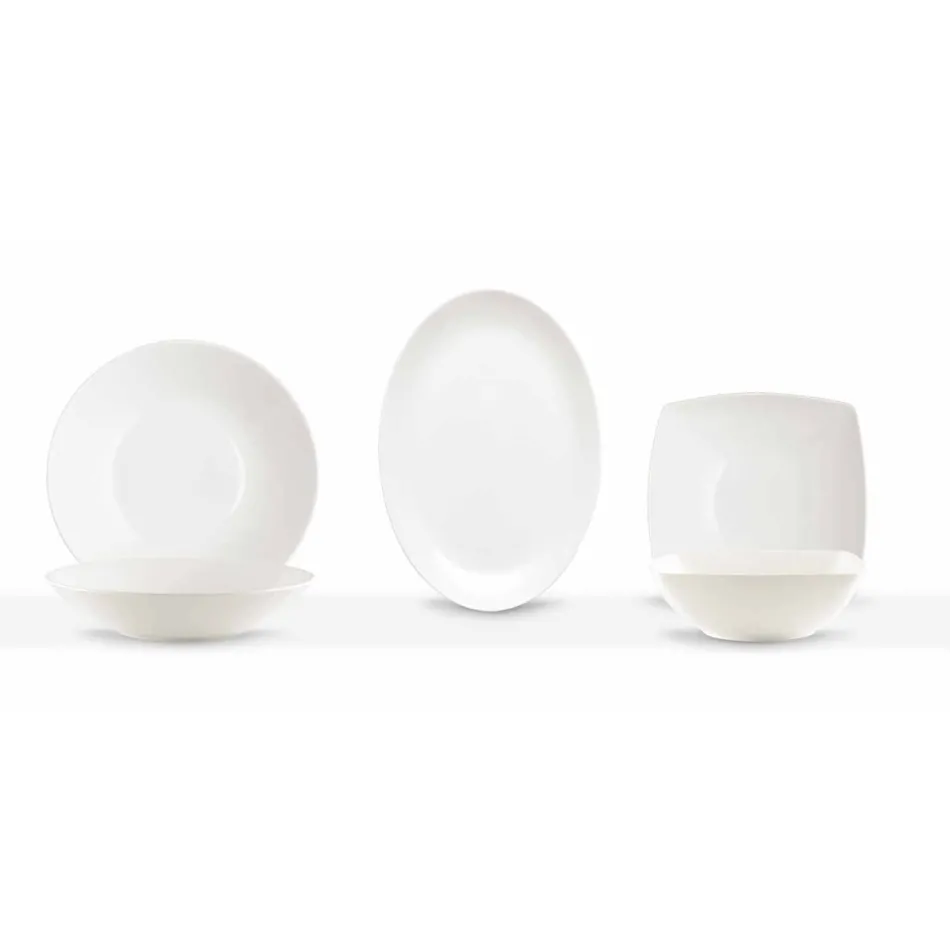 Serving Dishes 3 Pieces Modern Design in White Porcelain - Malaga Viadurini