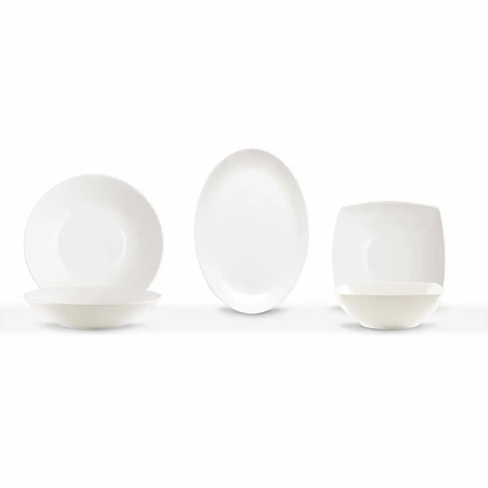 Serving Dishes 3 Pieces Modern Design in White Porcelain - Malaga Viadurini