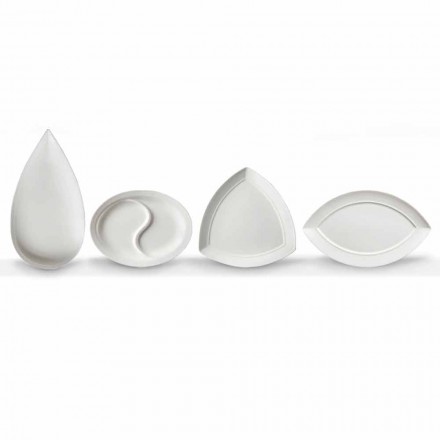 Luxury Design Gourmet Dinner Plates Set in Ceramic 4 Pieces - Flavia Viadurini