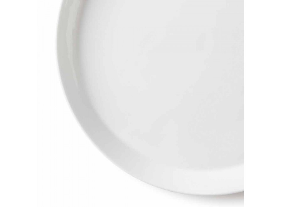 Elegant Design White Porcelain 18-Piece Dinner Plate Set - Egle Viadurini