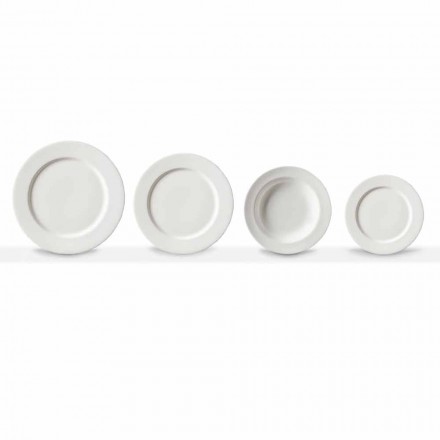 White Design Porcelain Dinner Plates Set 24 Pieces - Samantha Viadurini