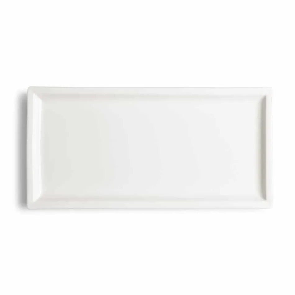 White Porcelain Modern Dinner Plates Set 25 Pieces - Basal Viadurini