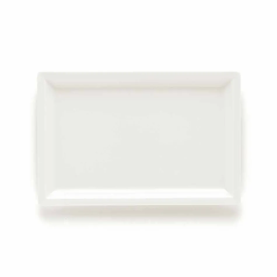 White Porcelain Modern Dinner Plates Set 25 Pieces - Basal Viadurini
