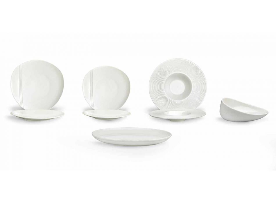 Modern Porcelain Dinner Plate Set 26 Pieces - Nalah Viadurini