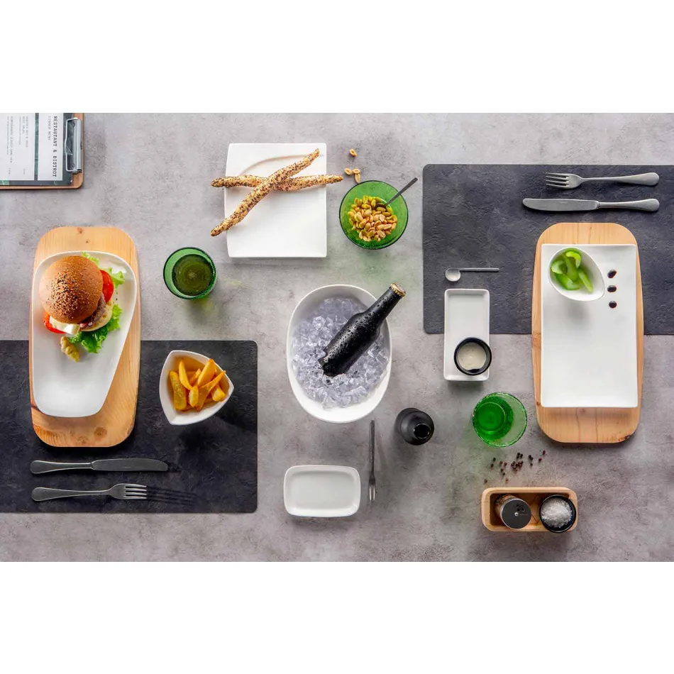 White Porcelain Dinner or Serving Dishes Service - Nalah Viadurini