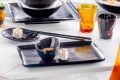 Dinnerware Set 28 Pieces Complete Black Porcelain Modern Design - Skar
