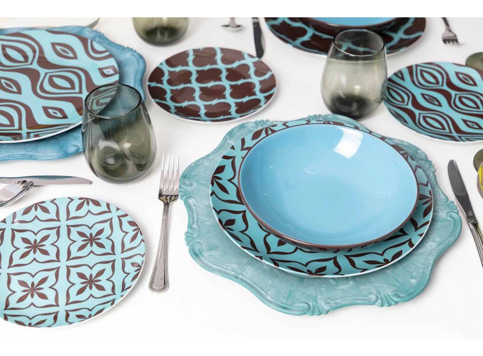 Dinnerware Set Porcelain Colored Porcelain Modern 18 Pieces - Timesquare Viadurini