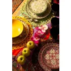 Ethnic Dishes Service in Porcelain and Colored and Modern Stoneware 18 Pieces - Fez Viadurini