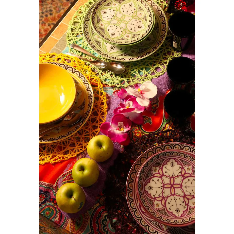 Ethnic Dishes Service in Porcelain and Colored and Modern Stoneware 18 Pieces - Fez Viadurini