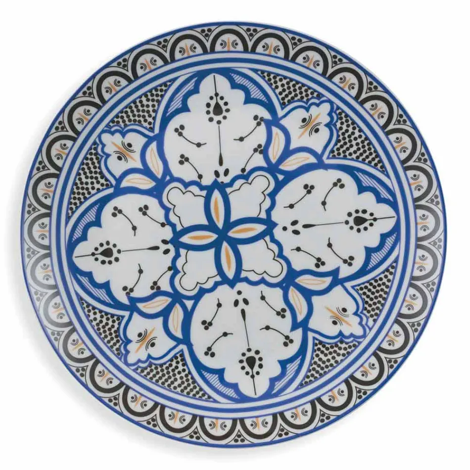Ethnic Dishes Service in Porcelain and Colored and Modern Stoneware 18 Pieces - Fez Viadurini