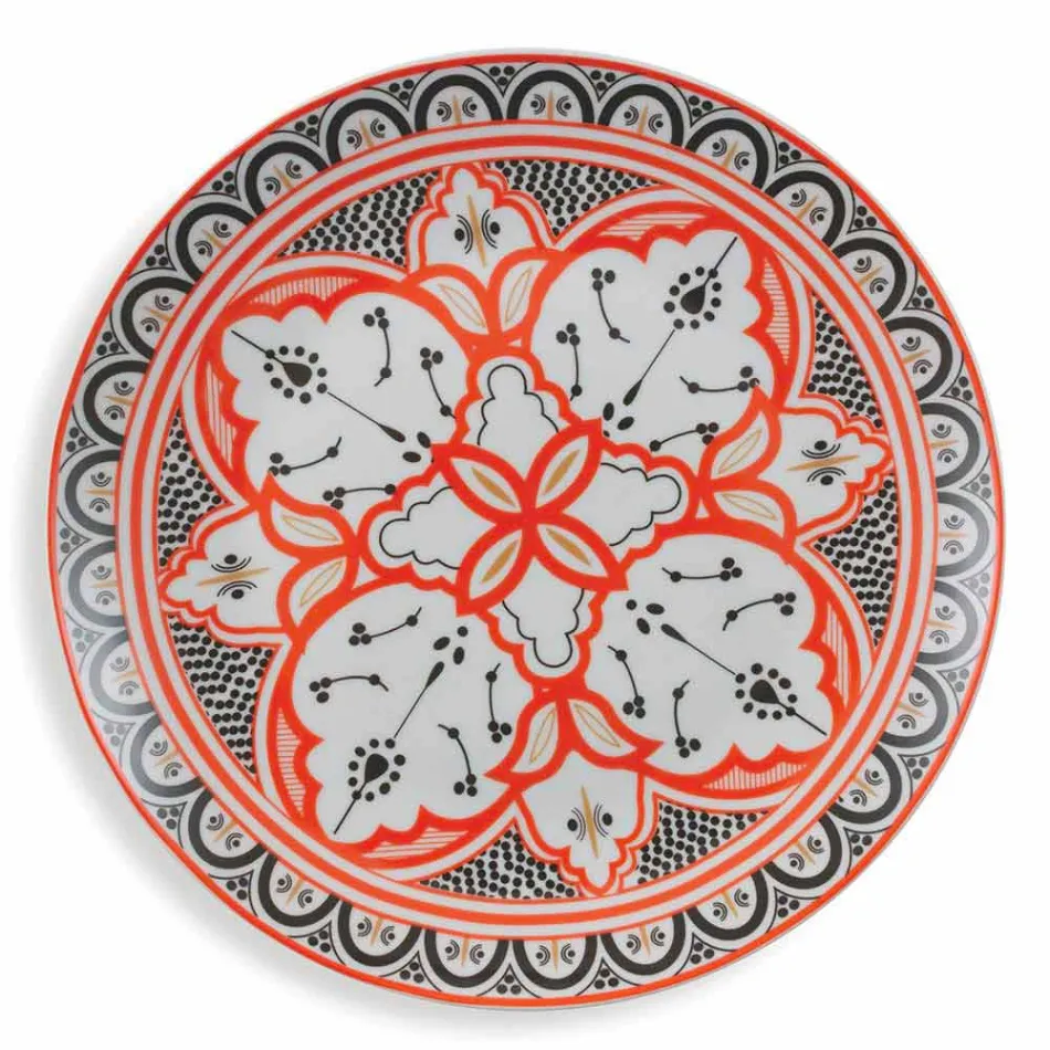 Ethnic Dishes Service in Porcelain and Colored and Modern Stoneware 18 Pieces - Fez Viadurini