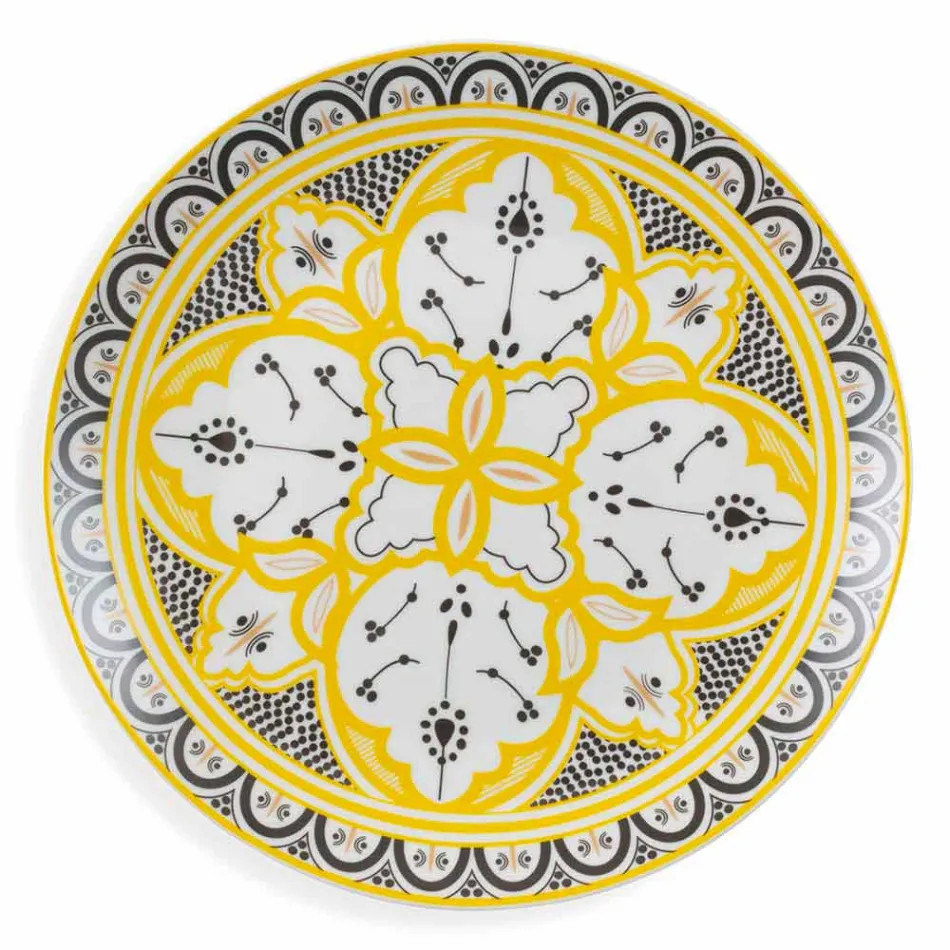 Ethnic Dishes Service in Porcelain and Colored and Modern Stoneware 18 Pieces - Fez Viadurini