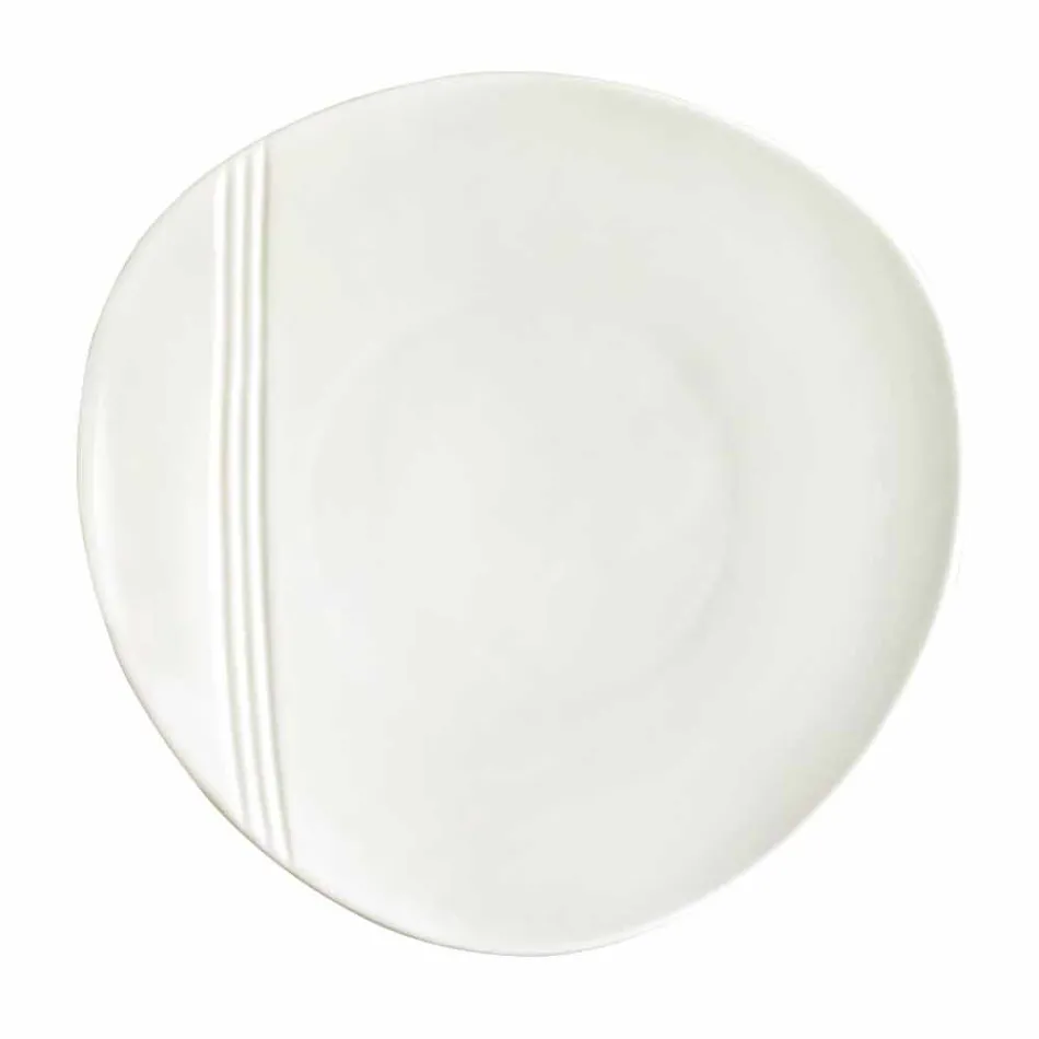 White Porcelain Dinnerware Set 23 Pieces Modern and Elegant Design - Nalah Viadurini