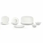 White Porcelain Dinnerware Set 23 Pieces Modern and Elegant Design - Nalah Viadurini