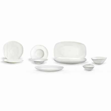 White Porcelain Dinnerware Set 23 Pieces Modern and Elegant Design - Nalah Viadurini