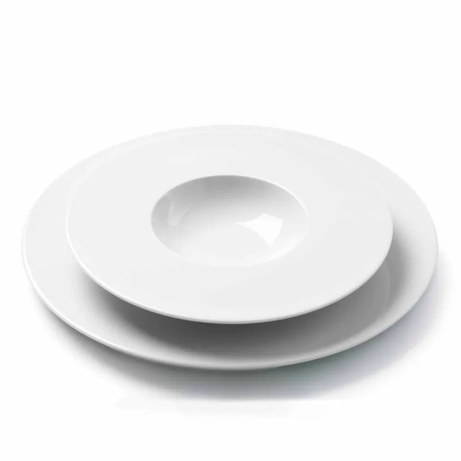 Modern and Elegant Dinner Dinner Set in Porcelain 24 Pieces - Telescope Viadurini