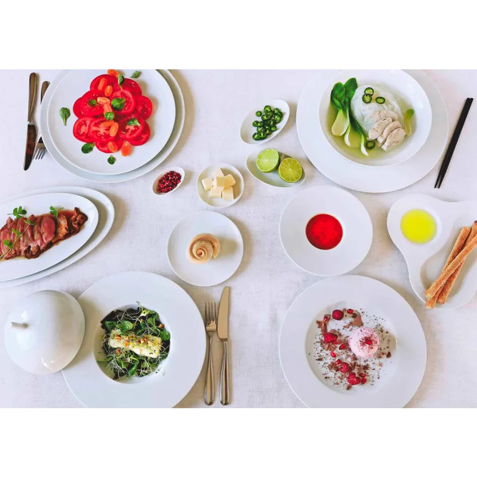 Modern and Elegant Dinner Dinner Set in Porcelain 24 Pieces - Telescope Viadurini