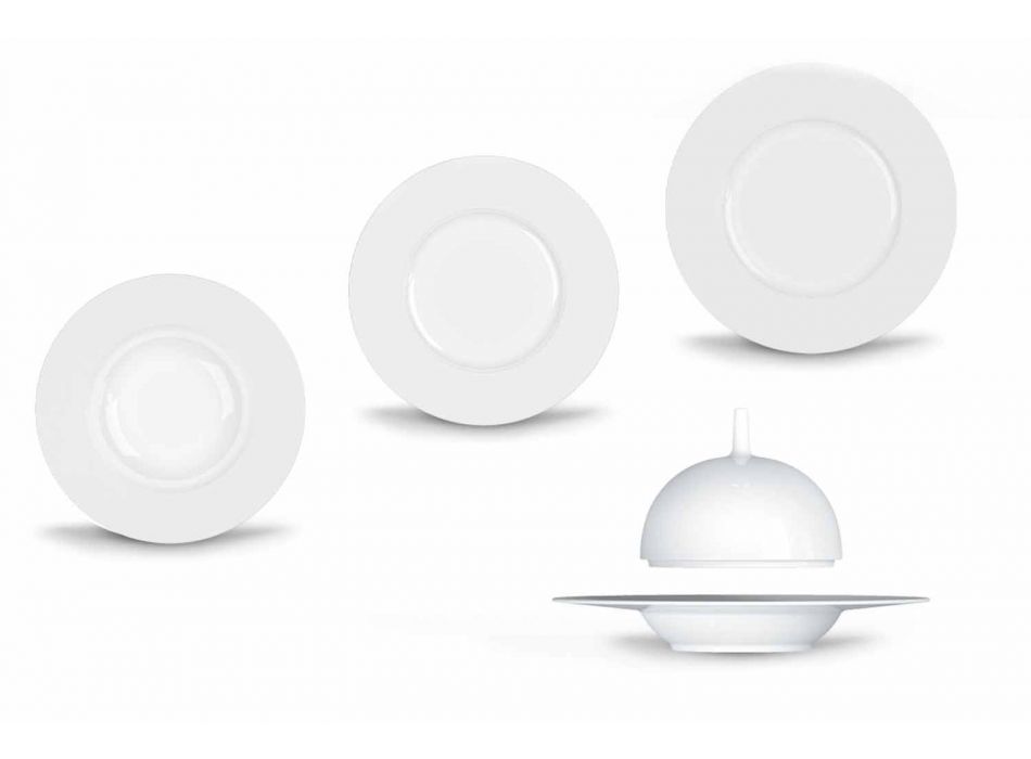 Modern and Elegant Dinner Dinner Set in Porcelain 24 Pieces - Telescope Viadurini