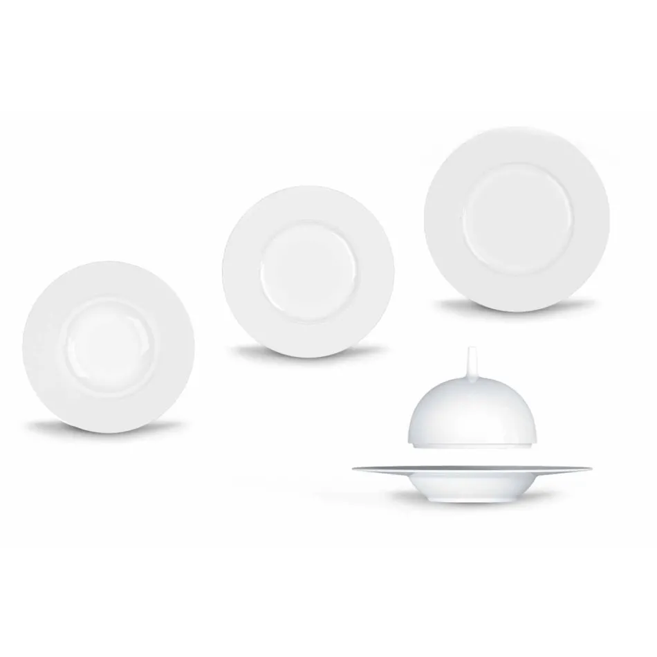 Modern and Elegant Dinner Dinner Set in Porcelain 24 Pieces - Telescope Viadurini
