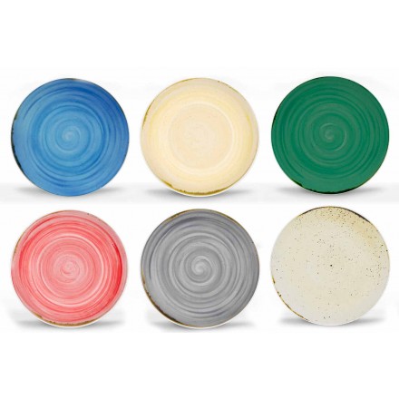 18 Piece Porcelain Colored and Modern Dinner Plate Service - Rurolo Viadurini
