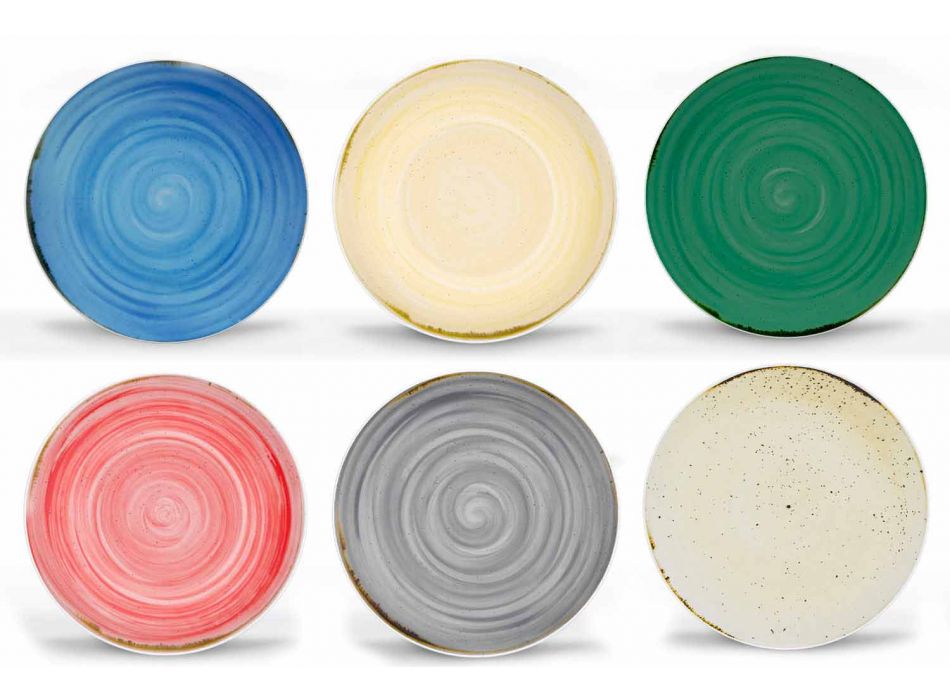 18 Piece Porcelain Colored and Modern Dinner Plate Service - Rurolo Viadurini