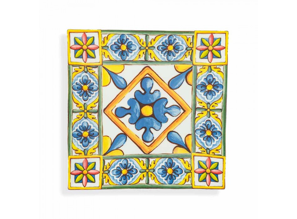 Set of Modern Colored Square Plates in Porcelain and Porcelain 18 Pieces - Summer Viadurini