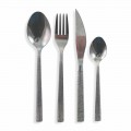 Cutlery Set 24 Pieces Complete Modern Design in Steel - Striped
