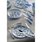 Steel and Plastic Cutlery Set Blue or White Decoration 24 Pcs - Alessandra Viadurini
