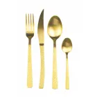 Tortoise Effect Satin Gold Steel Cutlery Set 24 Pieces - Rock Viadurini